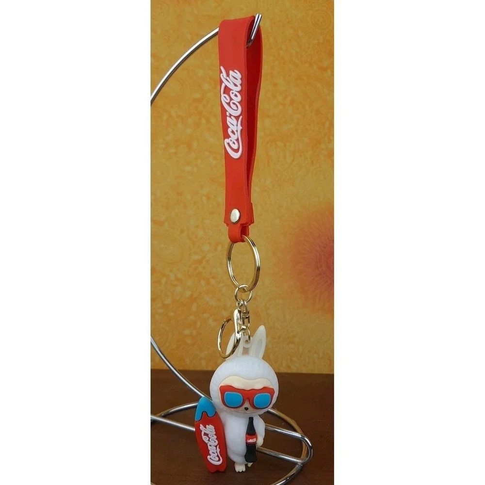 Labubu Surfing‎ With Coca Cola Bottle 3D PVC Keychain Backpack Clip 8